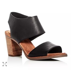Toms Majorca Leather Cutout Block Heel Women’s Sandals in Black